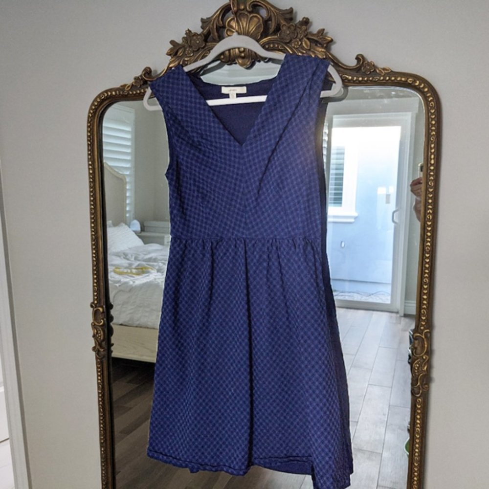 1950s style navy plaid dress